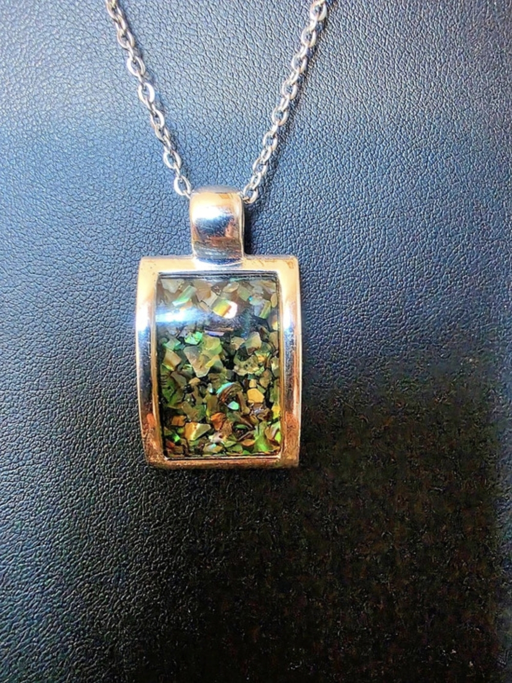 Paua Shell Inlay Pendant Necklace - Picture 2 of 5
